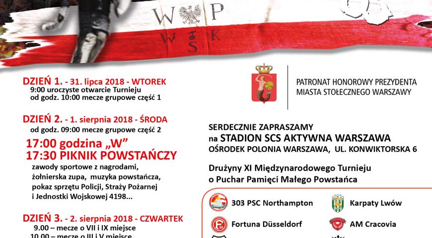 Plakat XI Międzynarodowego Turnieju Piłkarskiego O Puchar Pamięci Małego Powstańca