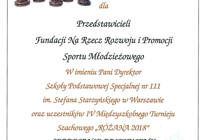 Podziękowanie od SSP 111 – „RÓŻANA 2018”